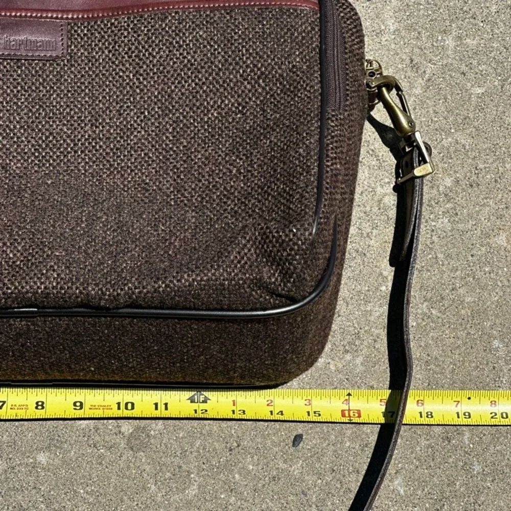 Hartmann Vintage Tweed Leather Briefcase Brown Weekend Messenger Bag Brass
